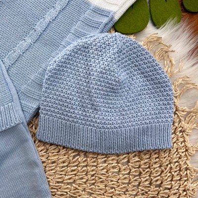 Saída de Maternidade 3 Peças Lucas - Azul Jeans e Azul Bebê